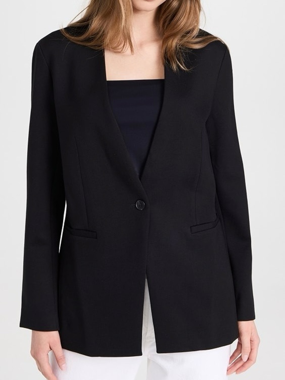 Spanx Jacket Perfect Collarless Blazer Button Front Classic 20384R Black Sz 1X